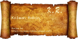 Kolman Robin névjegykártya